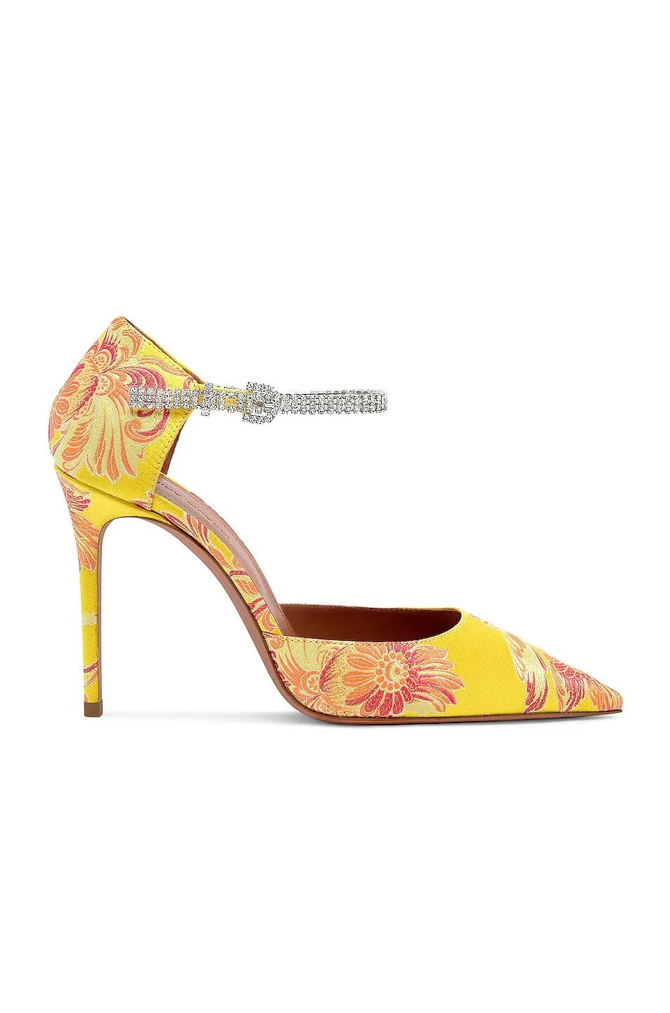 Amina Muaddi Ursina Crystal-Embellished Brocade Pumps