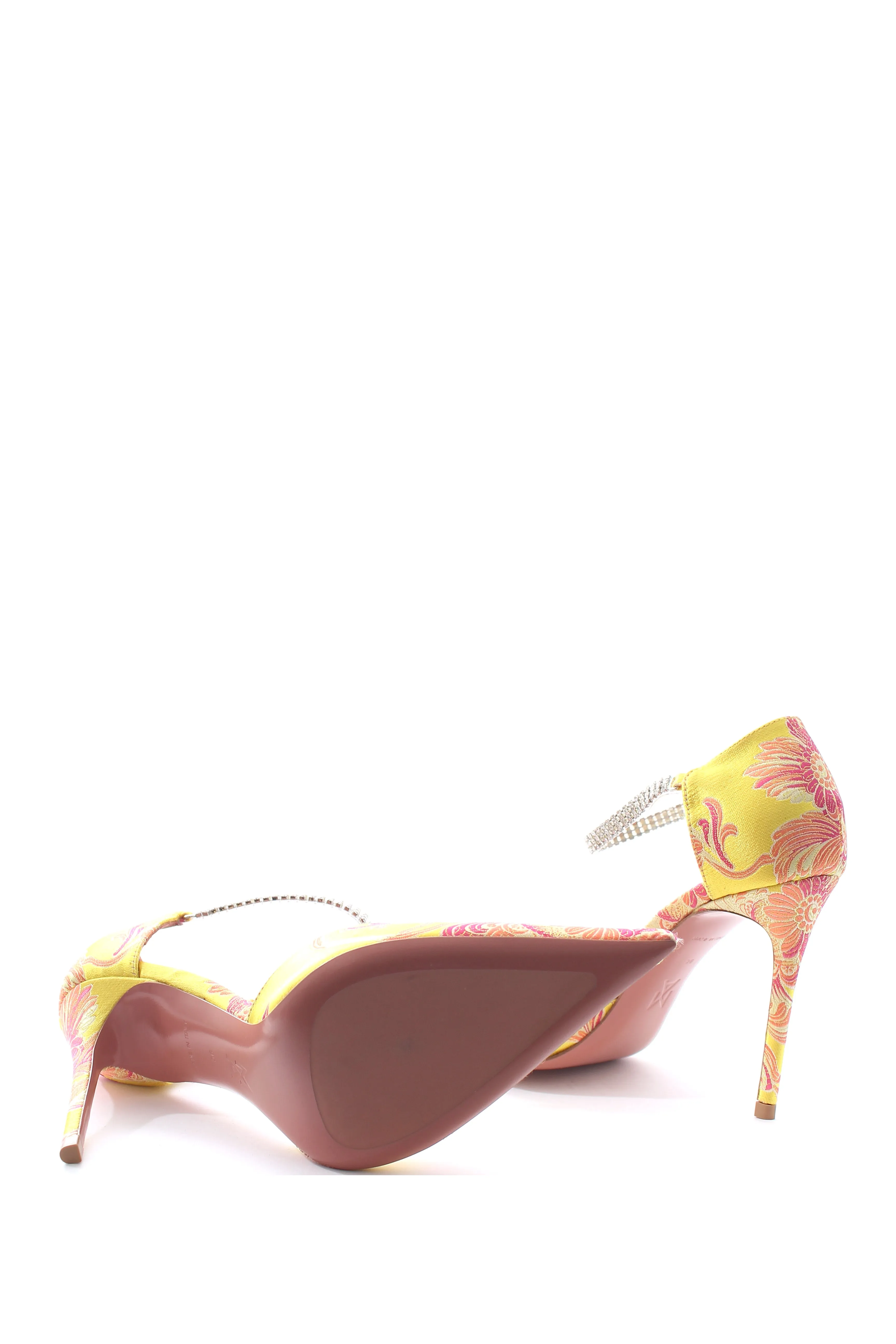 Amina Muaddi Ursina Crystal-Embellished Brocade Pumps