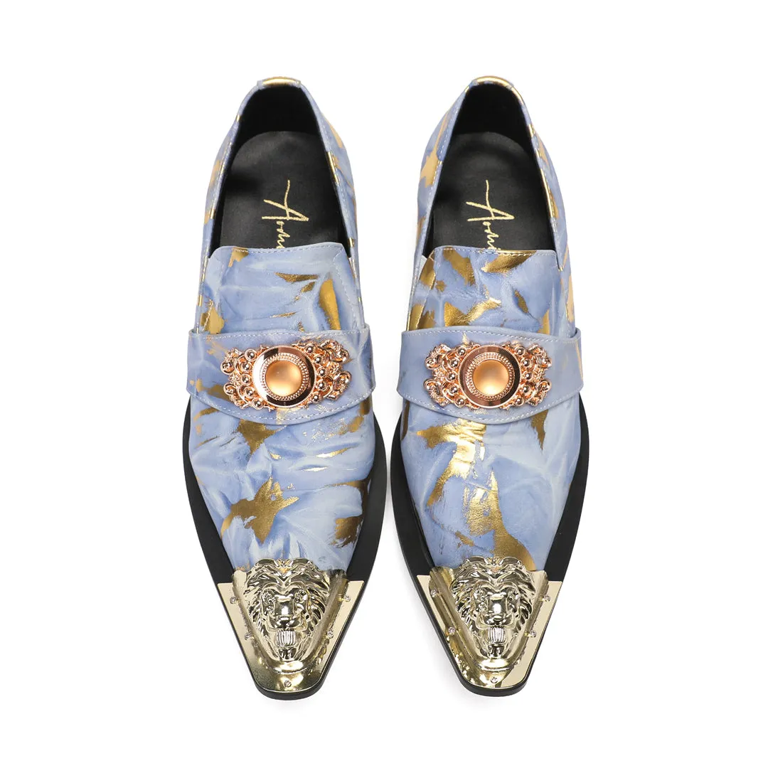 AOMISHOES™  Confuso Blu Metal Tip Shoes 9190