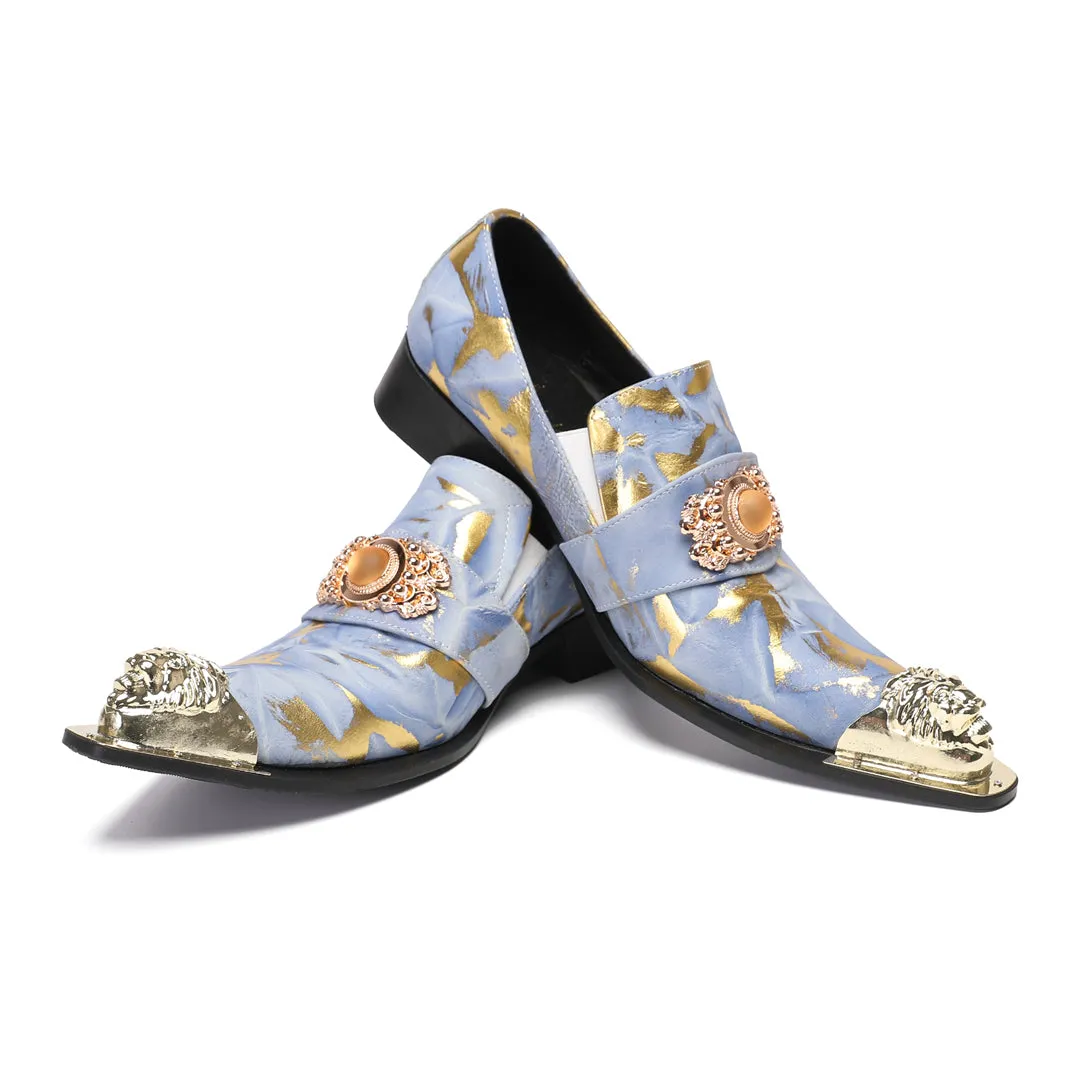 AOMISHOES™  Confuso Blu Metal Tip Shoes 9190