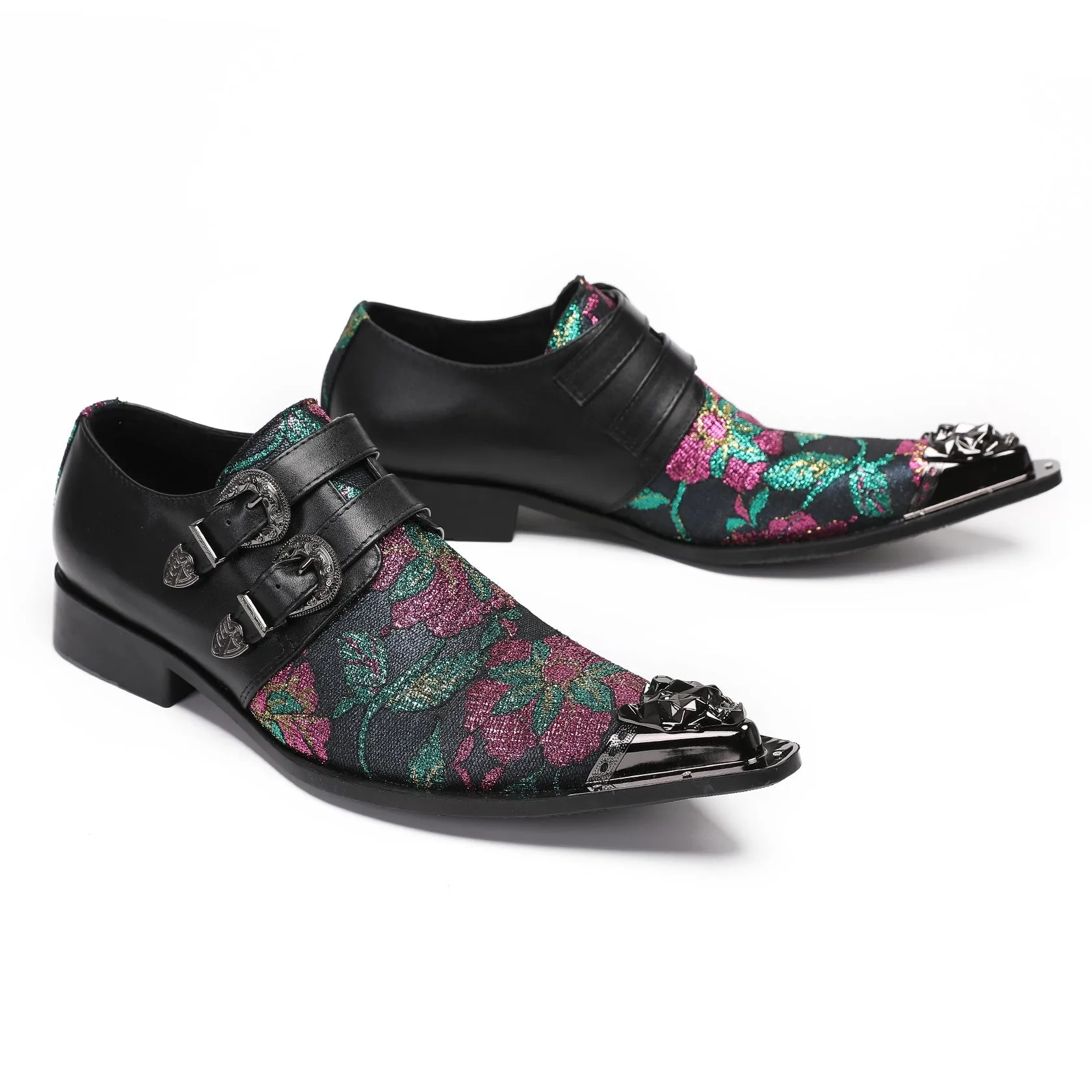 AOMISHOES™ Midnight Blossom Metal Tip Shoes #4003