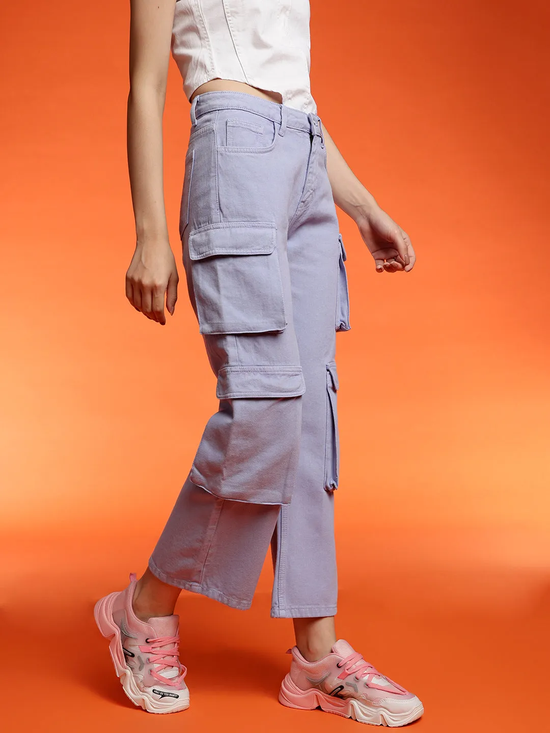 Baggy Cargo Fit Light Purple Jeans