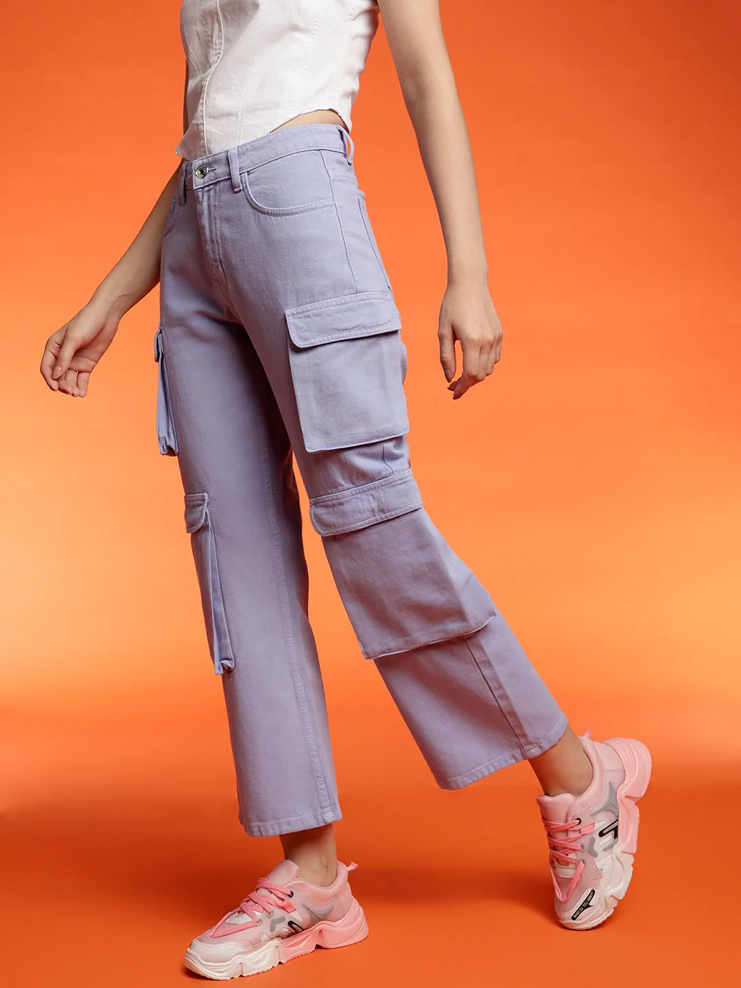 Baggy Cargo Fit Light Purple Jeans