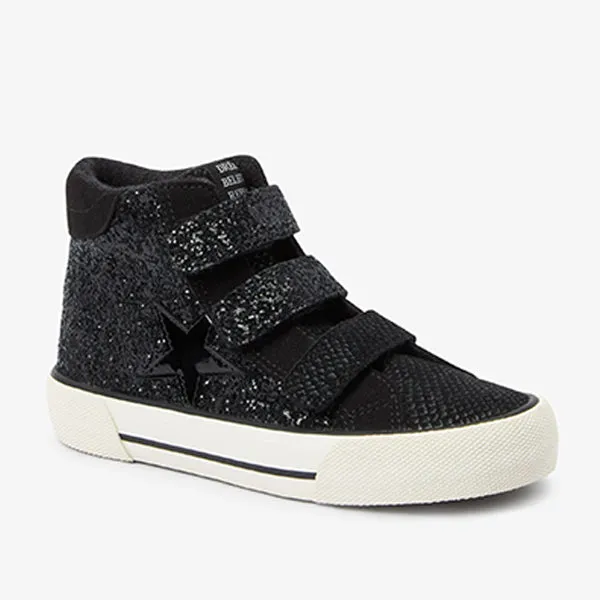 Black Glitter Touch Fastening High Top Trainers (Older Girls)