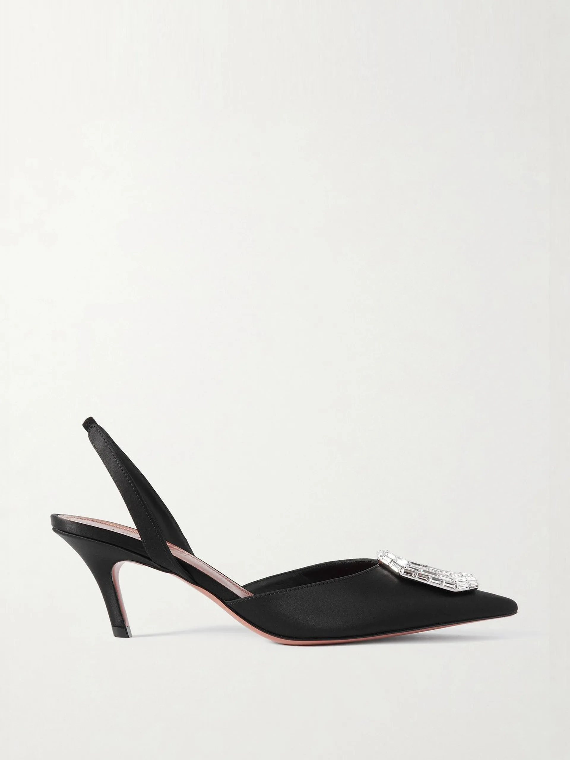 Camelia crystal-embellished satin slingback pumps