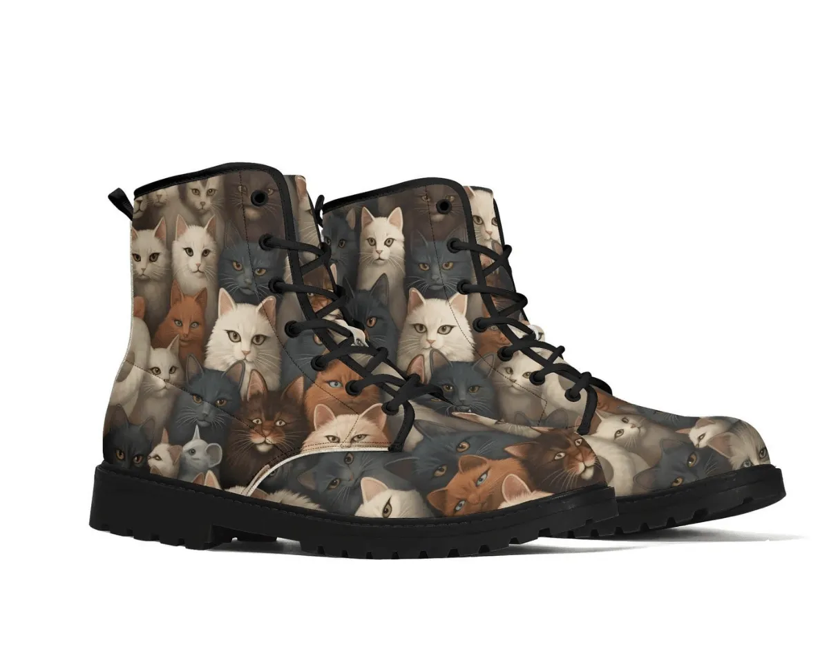 Cozy Cats Leather Boots