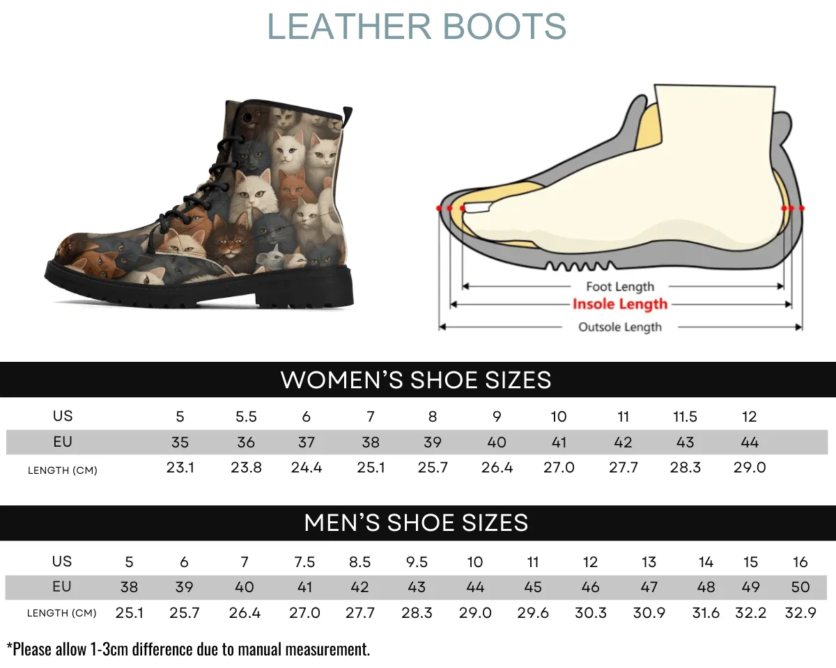 Cozy Cats Leather Boots