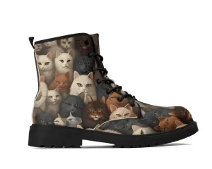 Cozy Cats Leather Boots