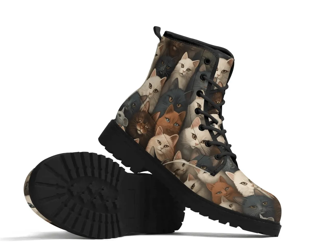 Cozy Cats Leather Boots