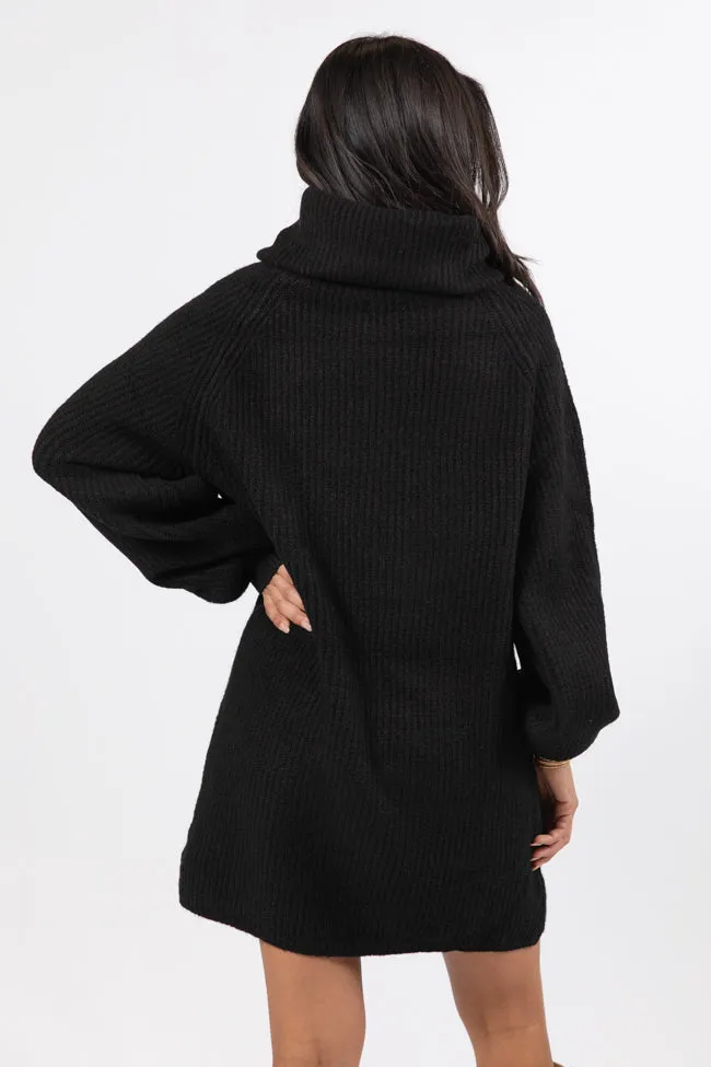Cozy In Colorado Black Turtleneck Sweater Dress