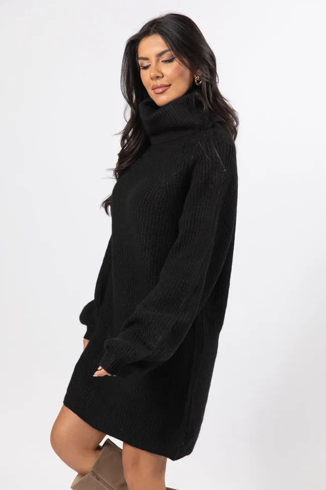 Cozy In Colorado Black Turtleneck Sweater Dress