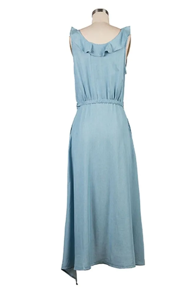 Dacey Ruffle VNeck Maxi