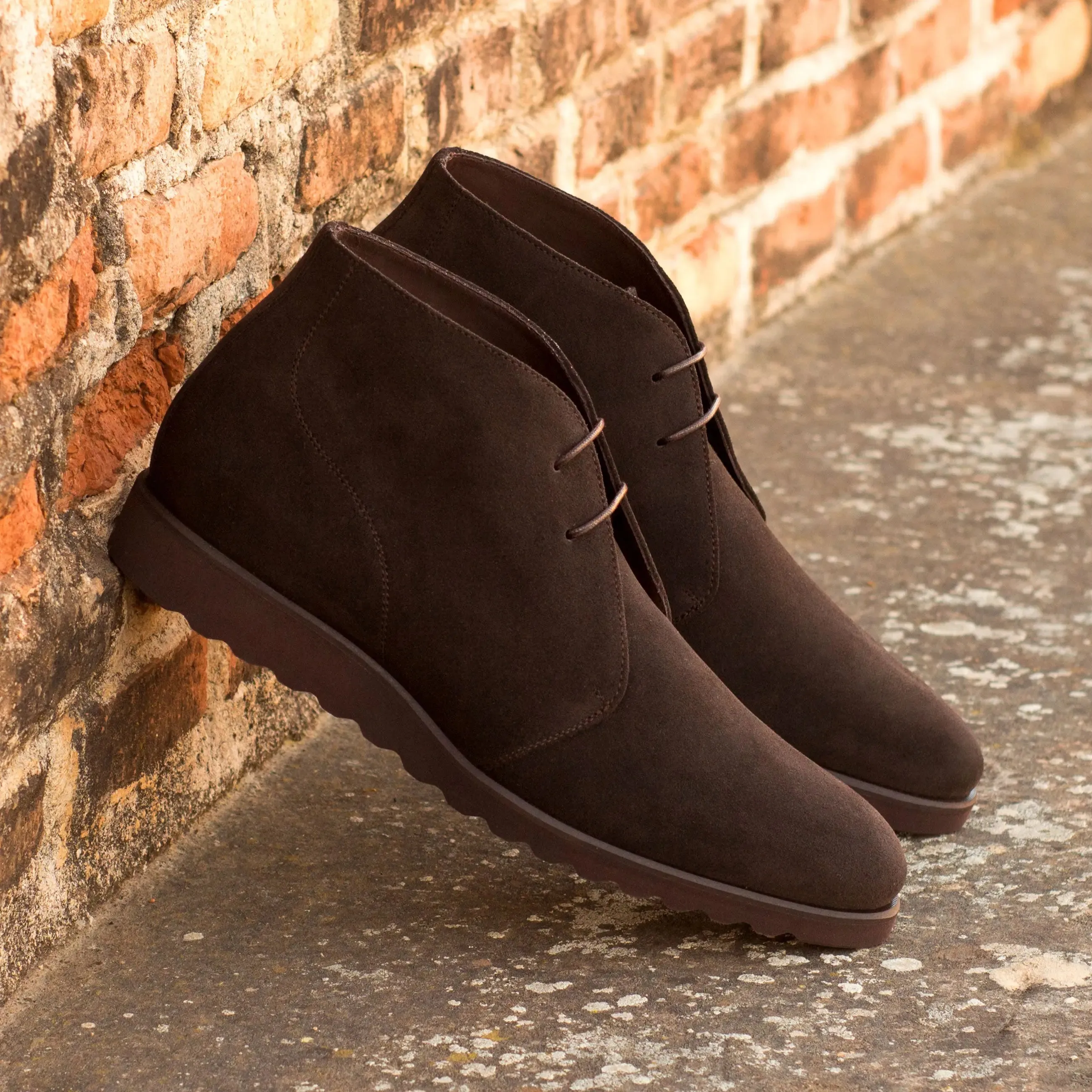 DapperFam Vivace in Dark Brown Men's Lux Suede Chukka