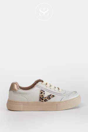 DRILLEYS EIGHTY CREAM AND LEOPARD TRAINERS