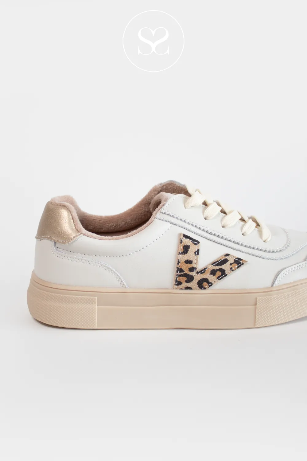 DRILLEYS EIGHTY CREAM AND LEOPARD TRAINERS