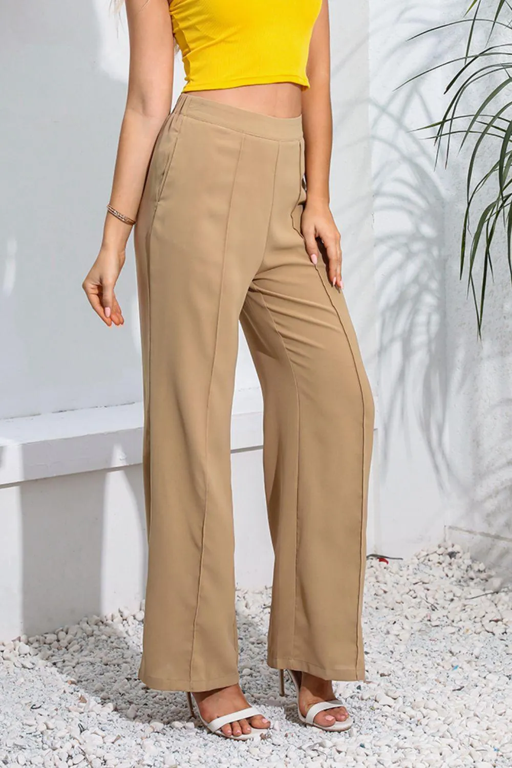 Effortless Look High Waist Straight Leg Pants
