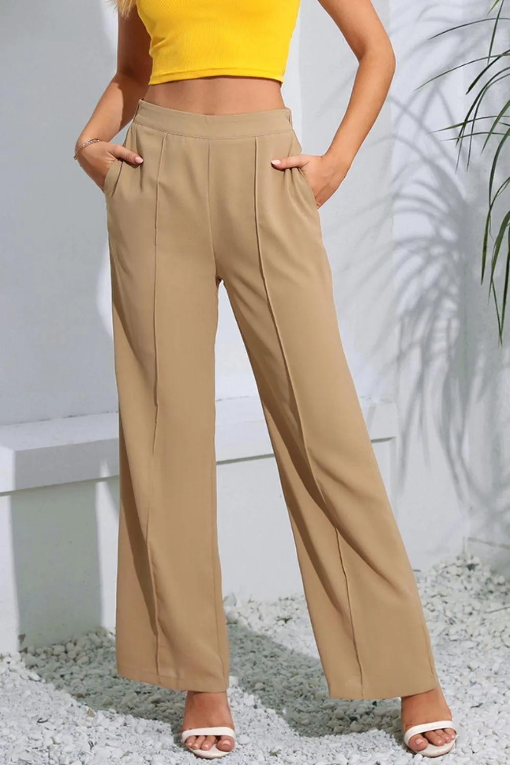 Effortless Look High Waist Straight Leg Pants