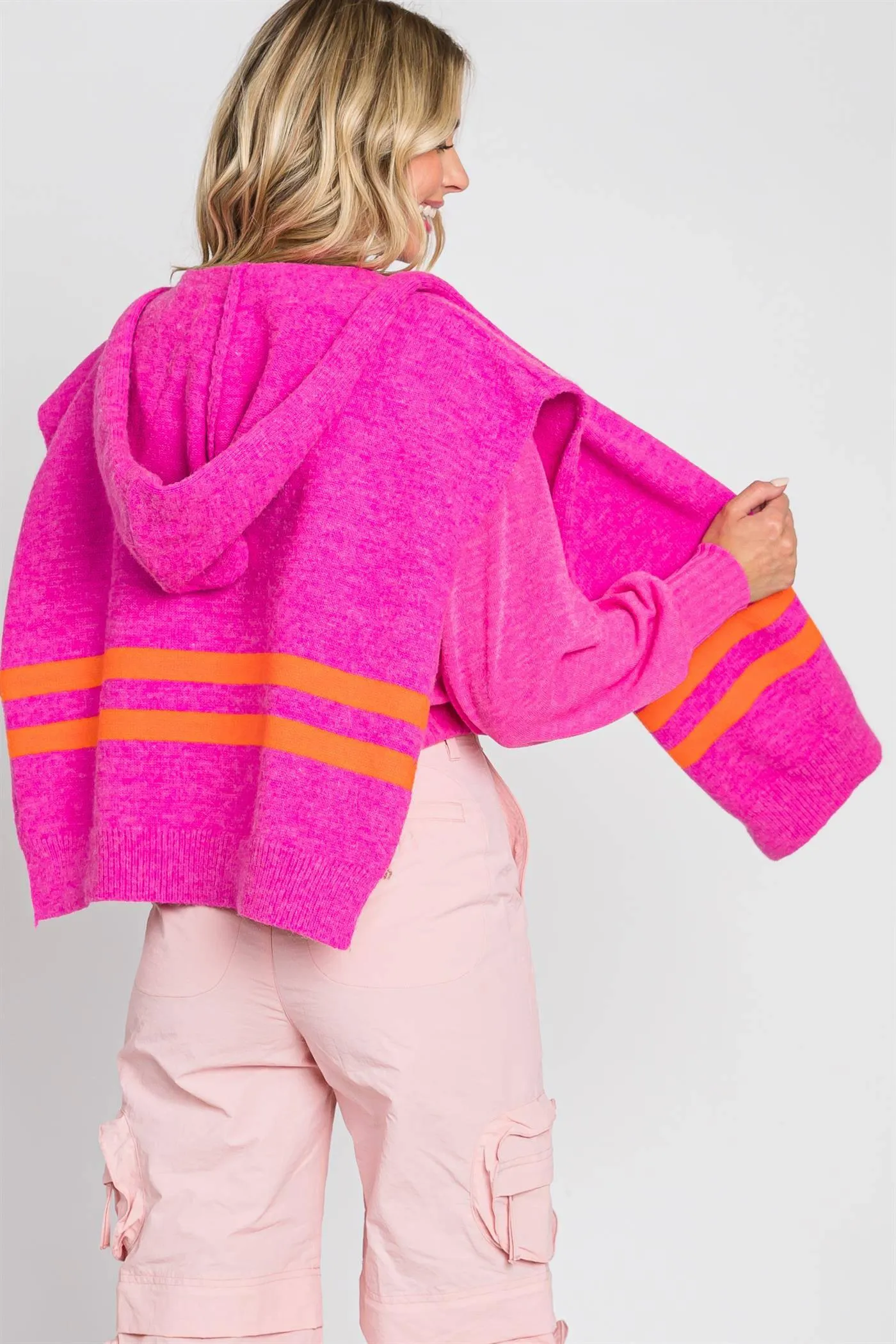 Faux Sweater Hooded Woman's Shawl Wrap