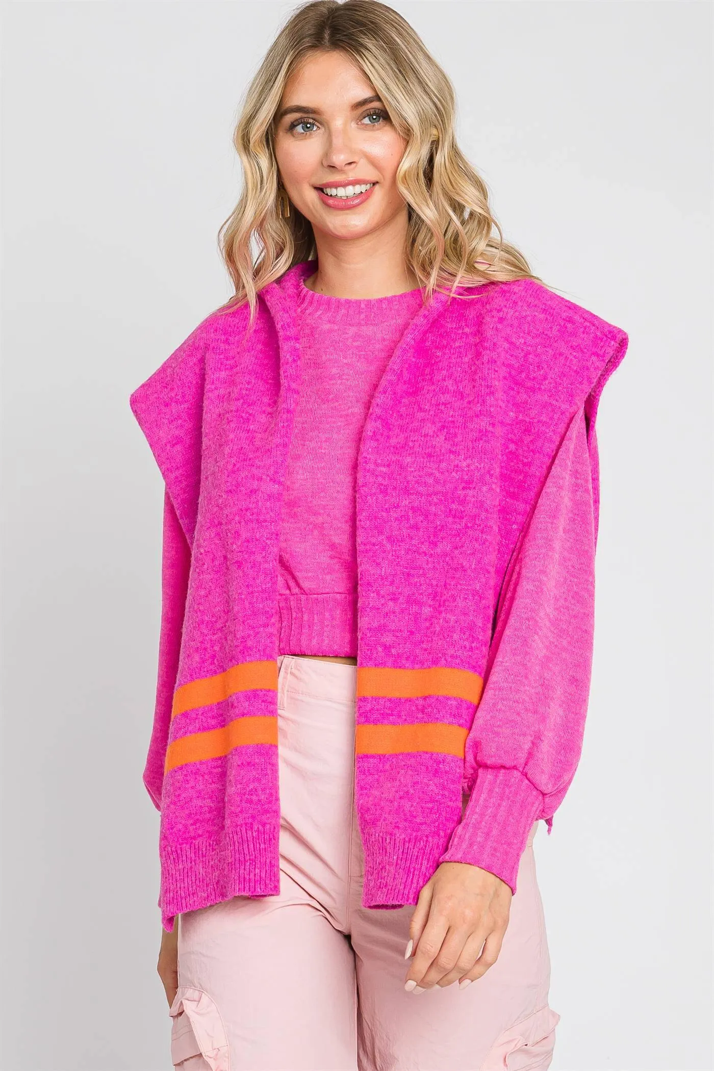 Faux Sweater Hooded Woman's Shawl Wrap