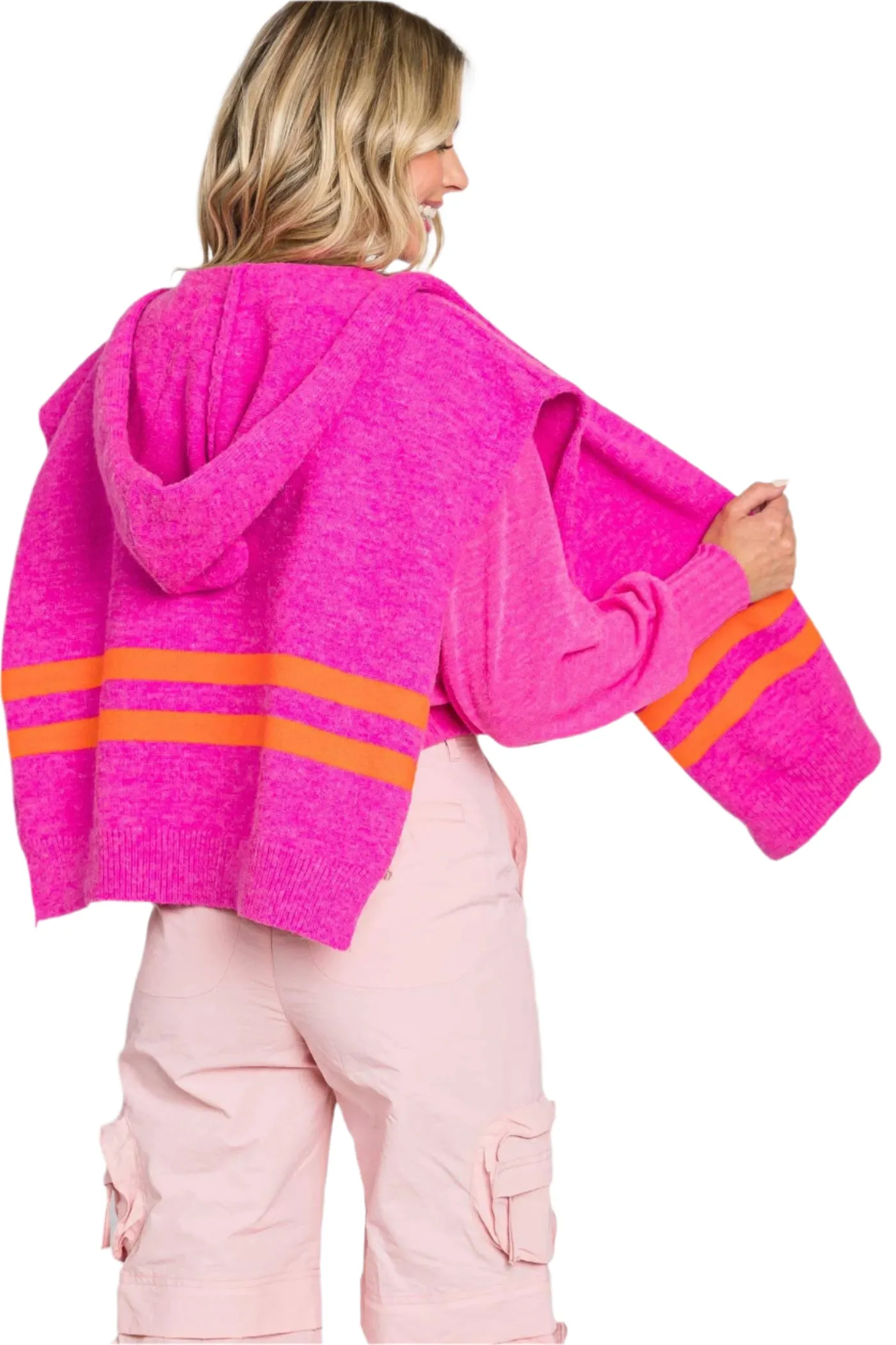 Faux Sweater Hooded Woman's Shawl Wrap