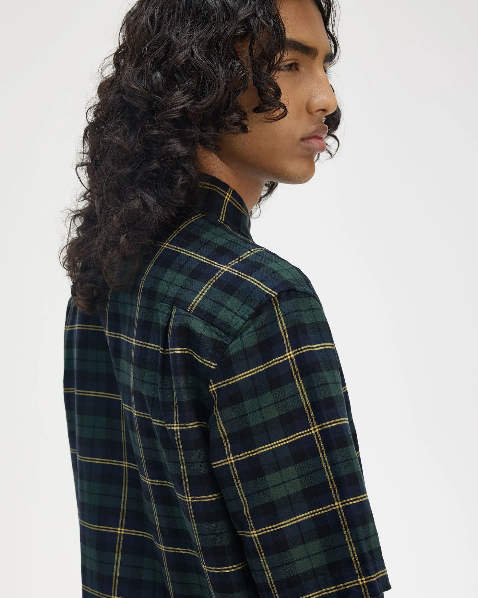 Fred Perry S/S Oxford Tartan Shirt - Navy