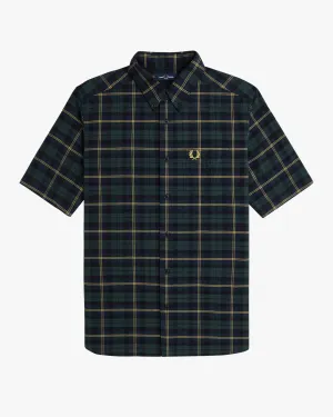 Fred Perry S/S Oxford Tartan Shirt - Navy