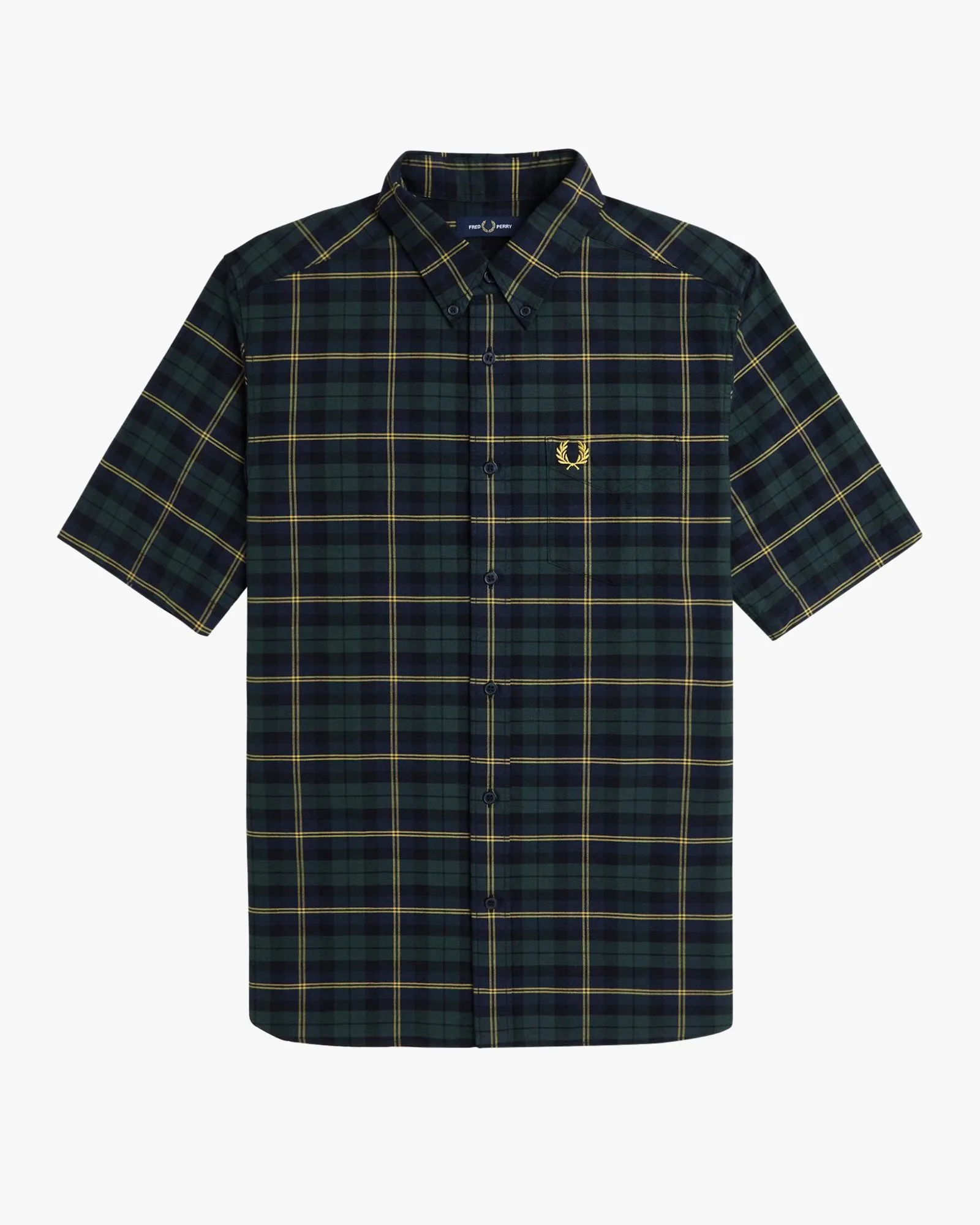 Fred Perry S/S Oxford Tartan Shirt - Navy