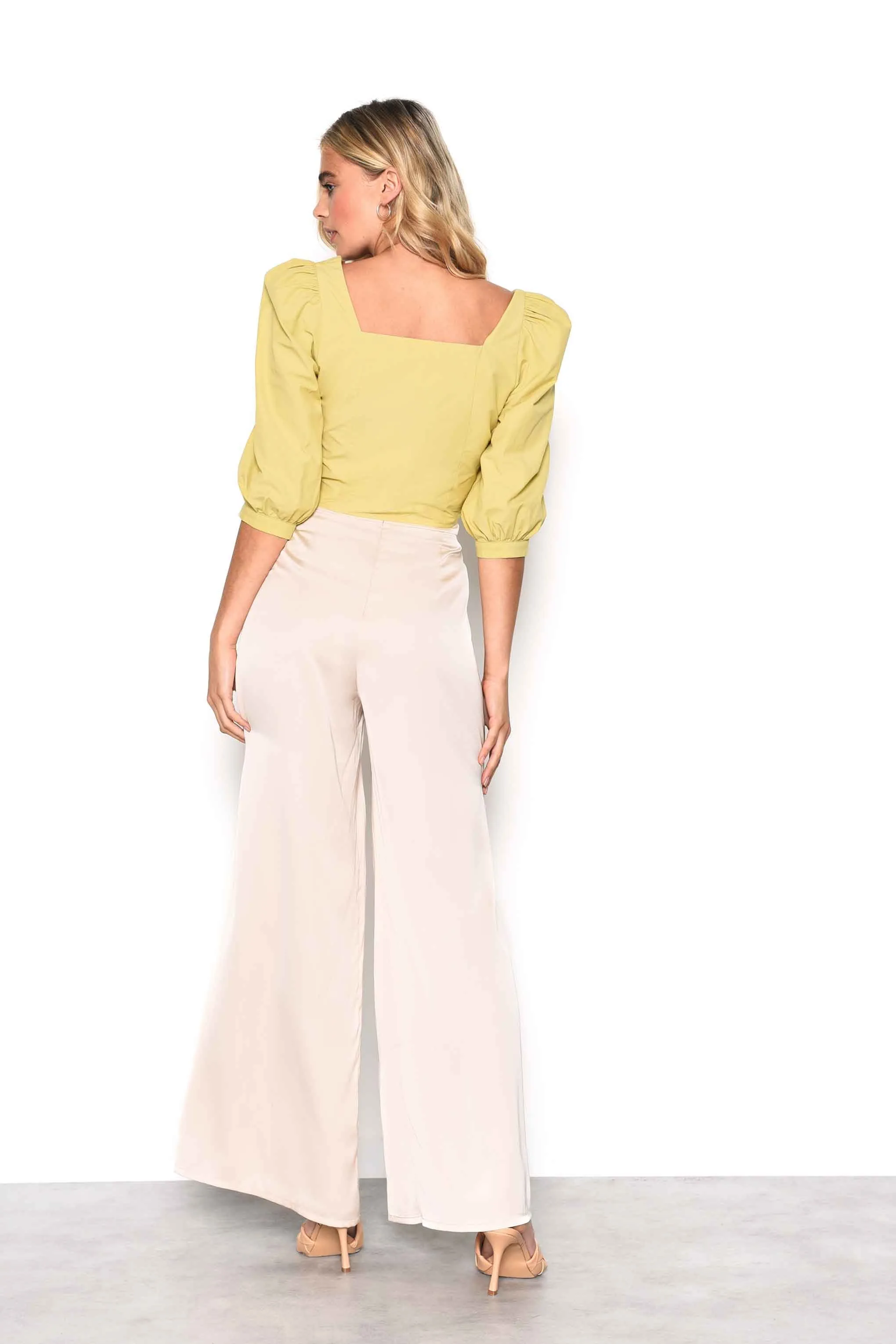 Glamorous Citron Square Neck Puff Sleeve Top