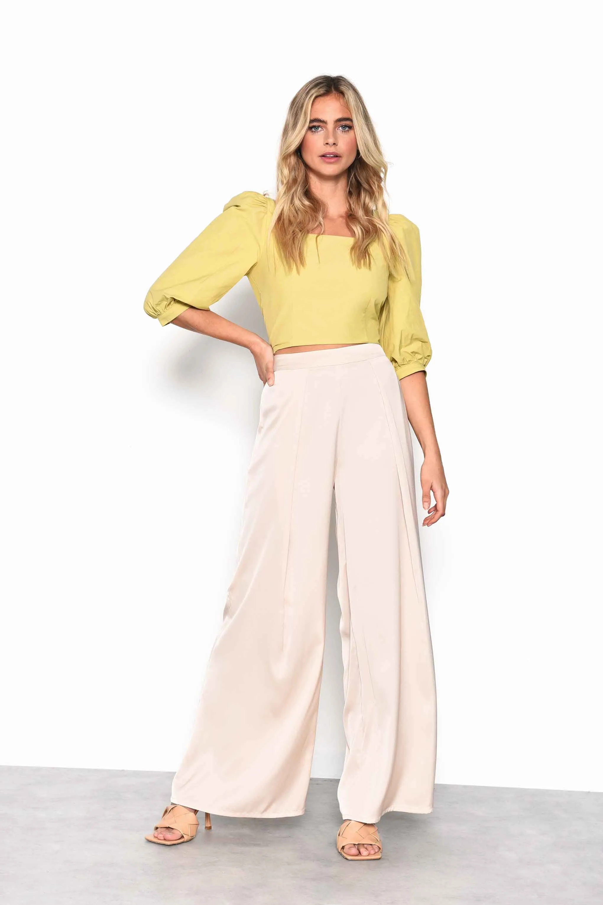 Glamorous Citron Square Neck Puff Sleeve Top