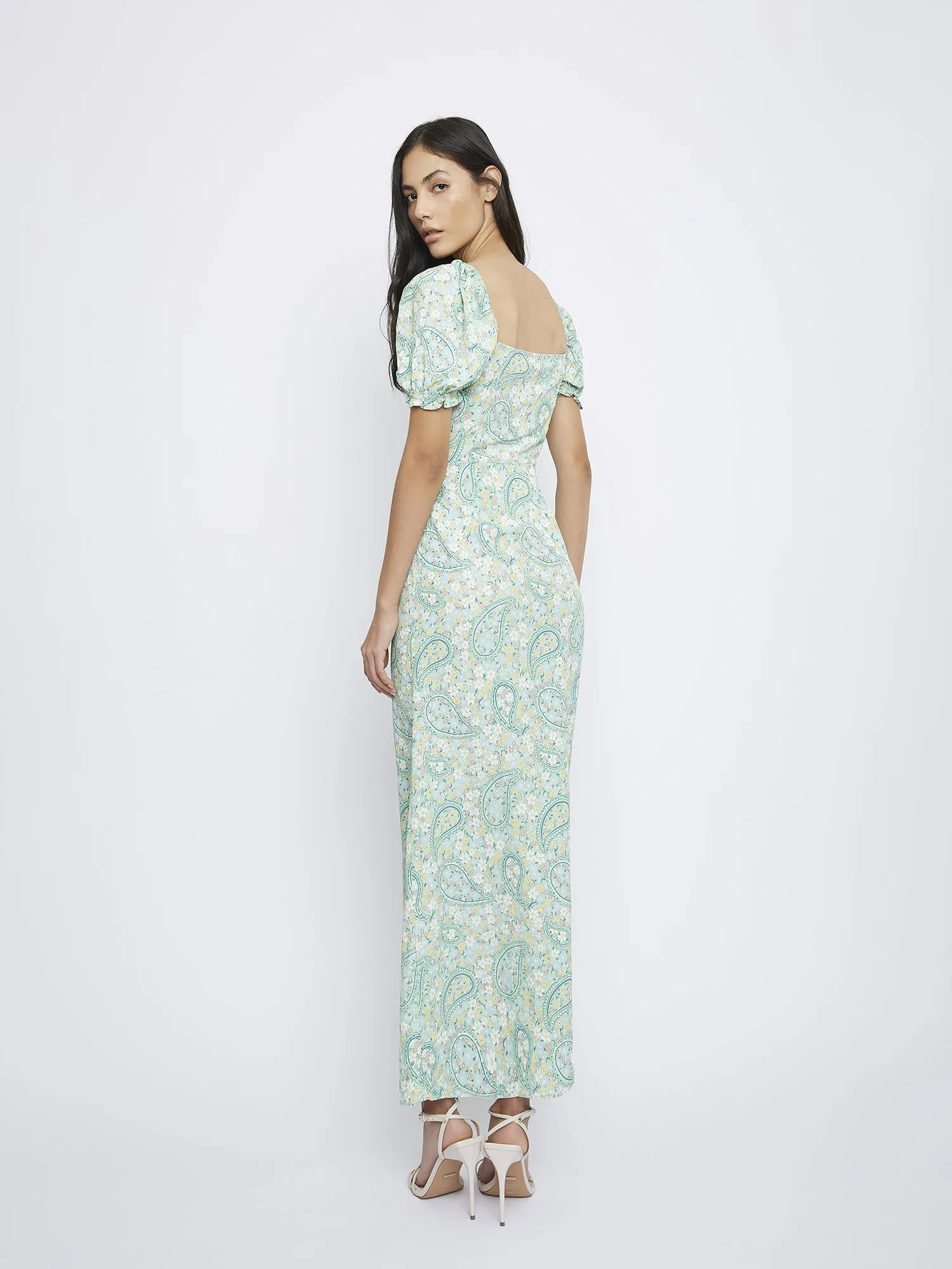 Glamorous Green Paisley Floral Midi Dress