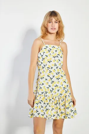 Glamorous Off White Lemon Print Shift Mini Dress