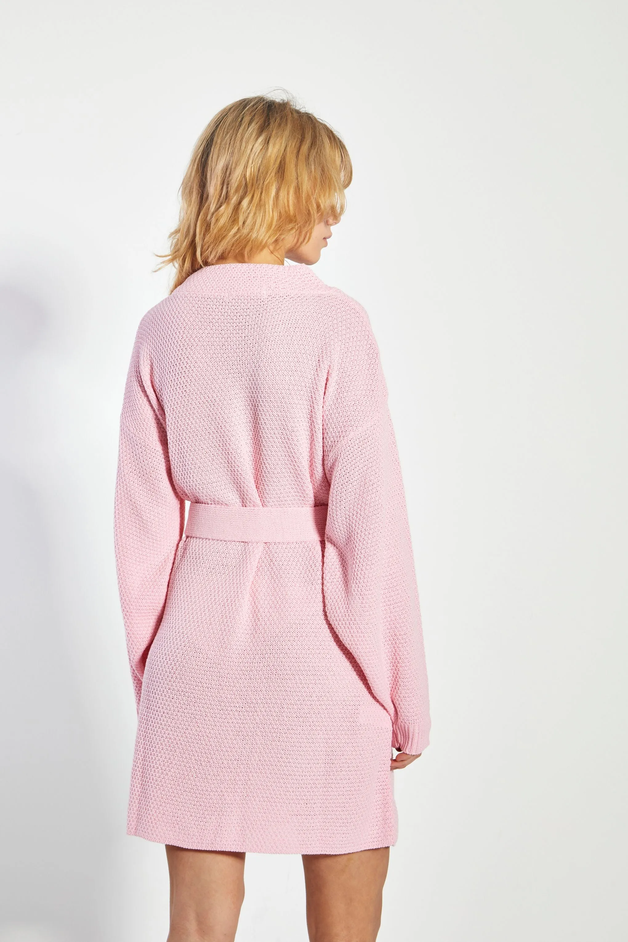 Glamorous Pretty Pink Tie Belt Knit Mini Dress