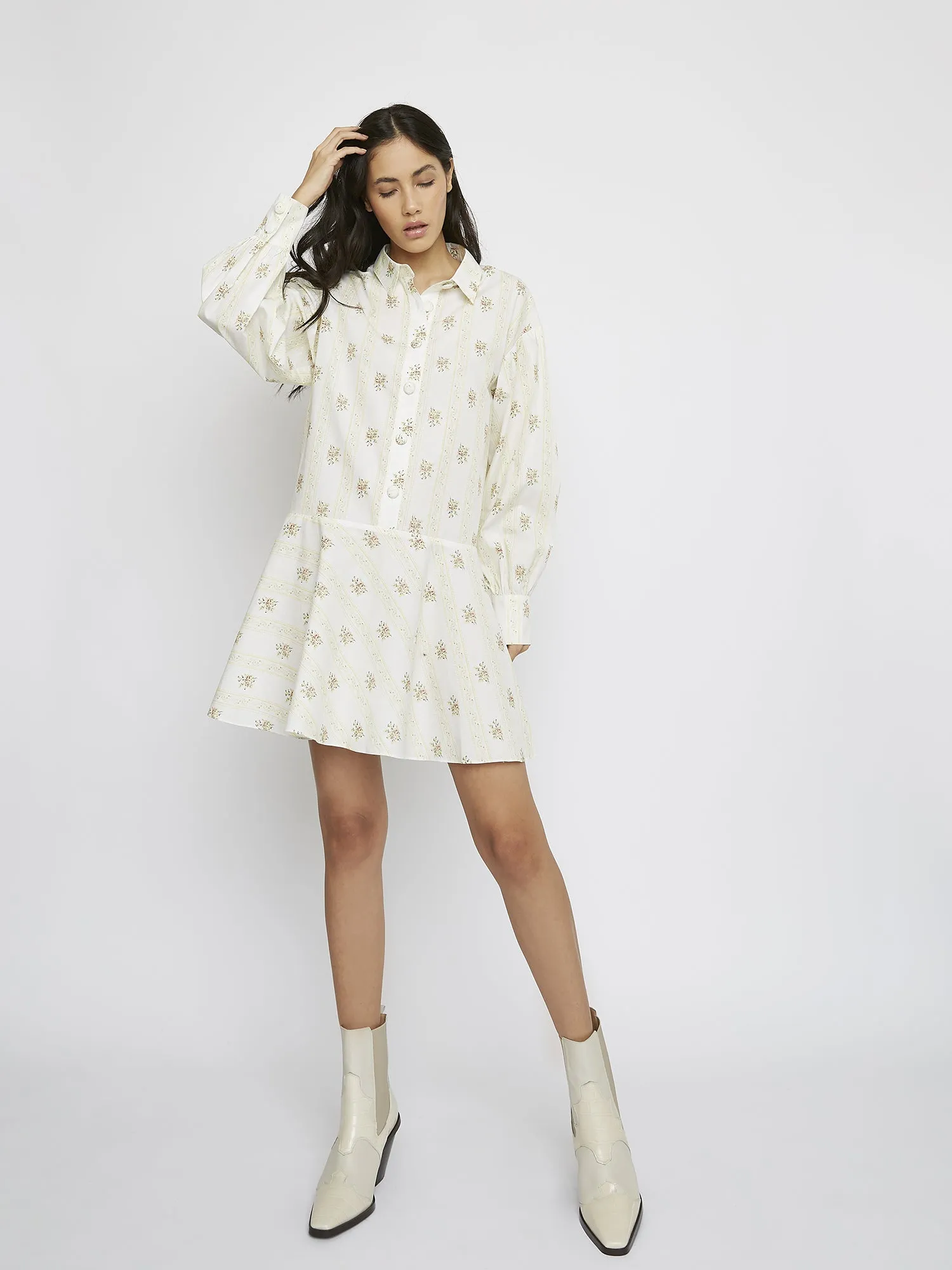 Glamorous Yellow Stripe Flower Mini Dress