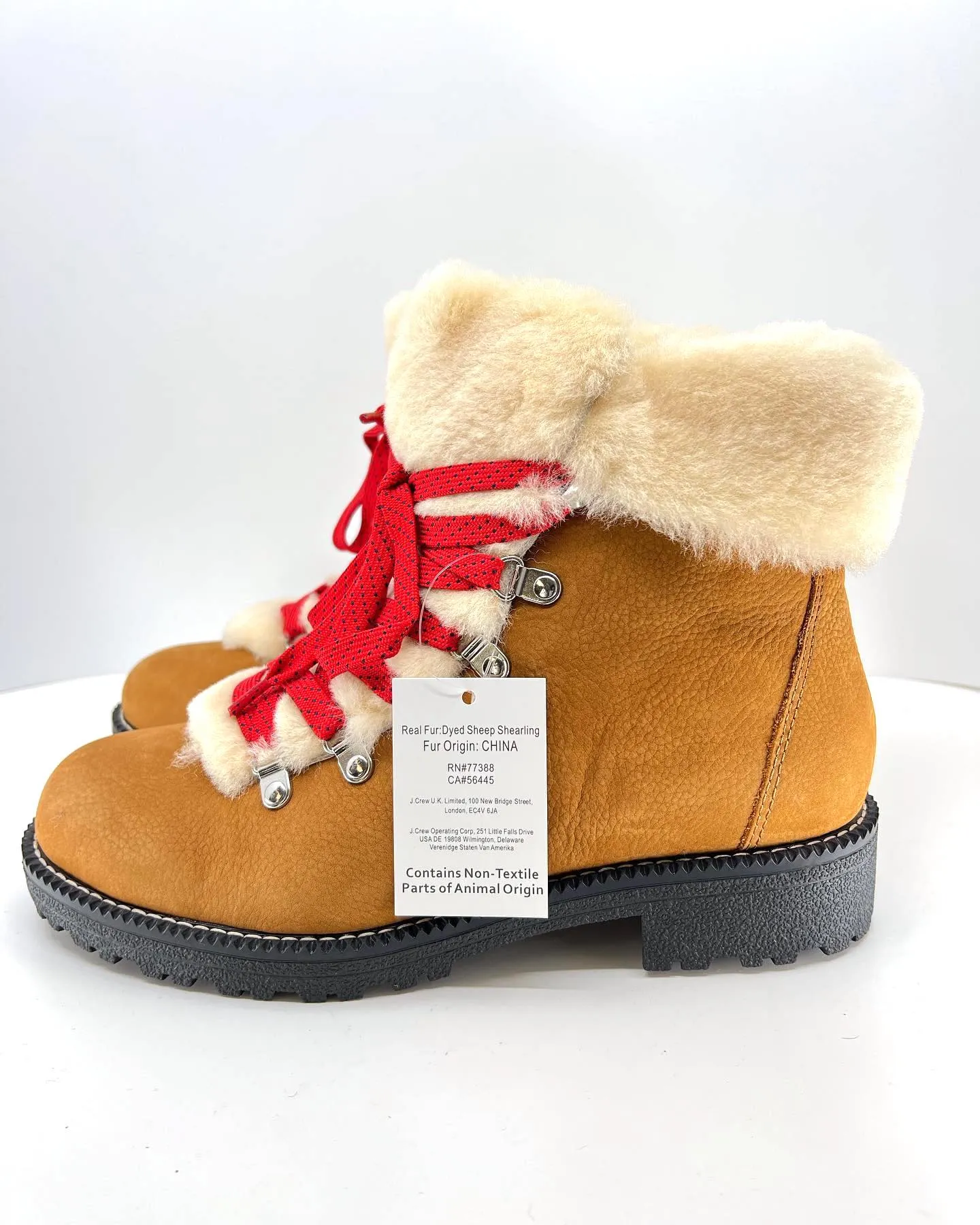 J CREW NORDIC SHEARLING GLAZED PECAN WINTER BOOTS