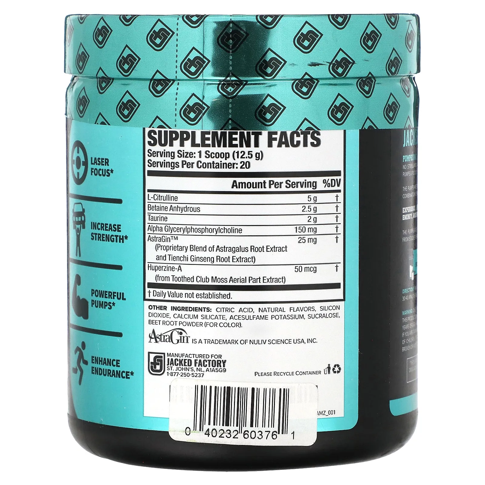 Jacked Factory, Pump Surge, Stim Free Pre-Workout, Cherry Limeade, 8.82 oz (250 g)
