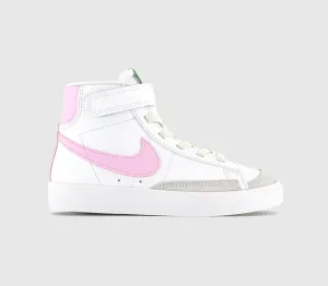 Kids Nike Blazer Mid '77 Pre School Trainers Summit White Pink Foam Coconut Milk Uk Size 2