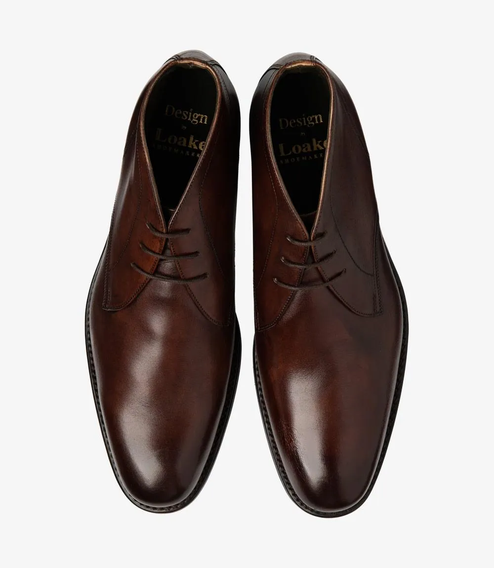 LOAKE MYERS DARK BROWN CHUKKA BOOT RUBBER SOLE F-MEDIUM