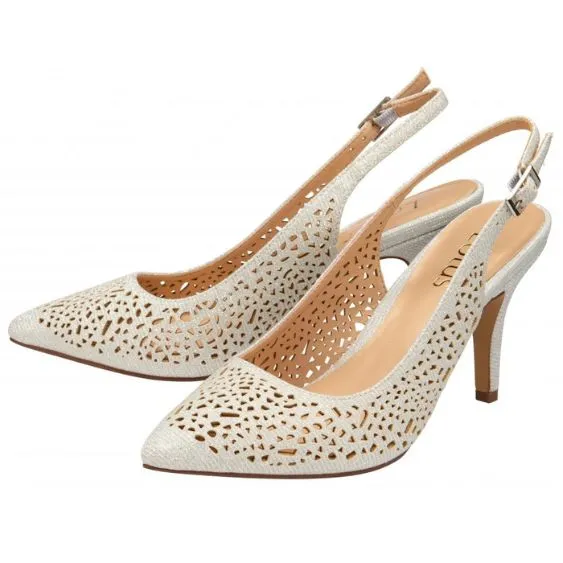 Lotus "Lyla" Silver Shimmer Court Shoe