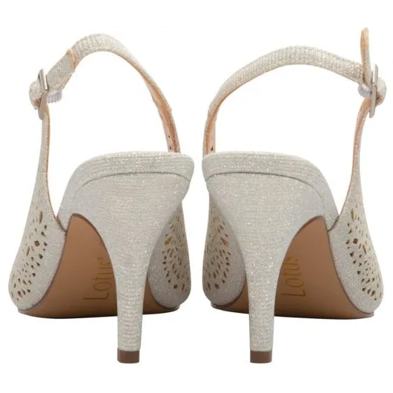 Lotus "Lyla" Silver Shimmer Court Shoe