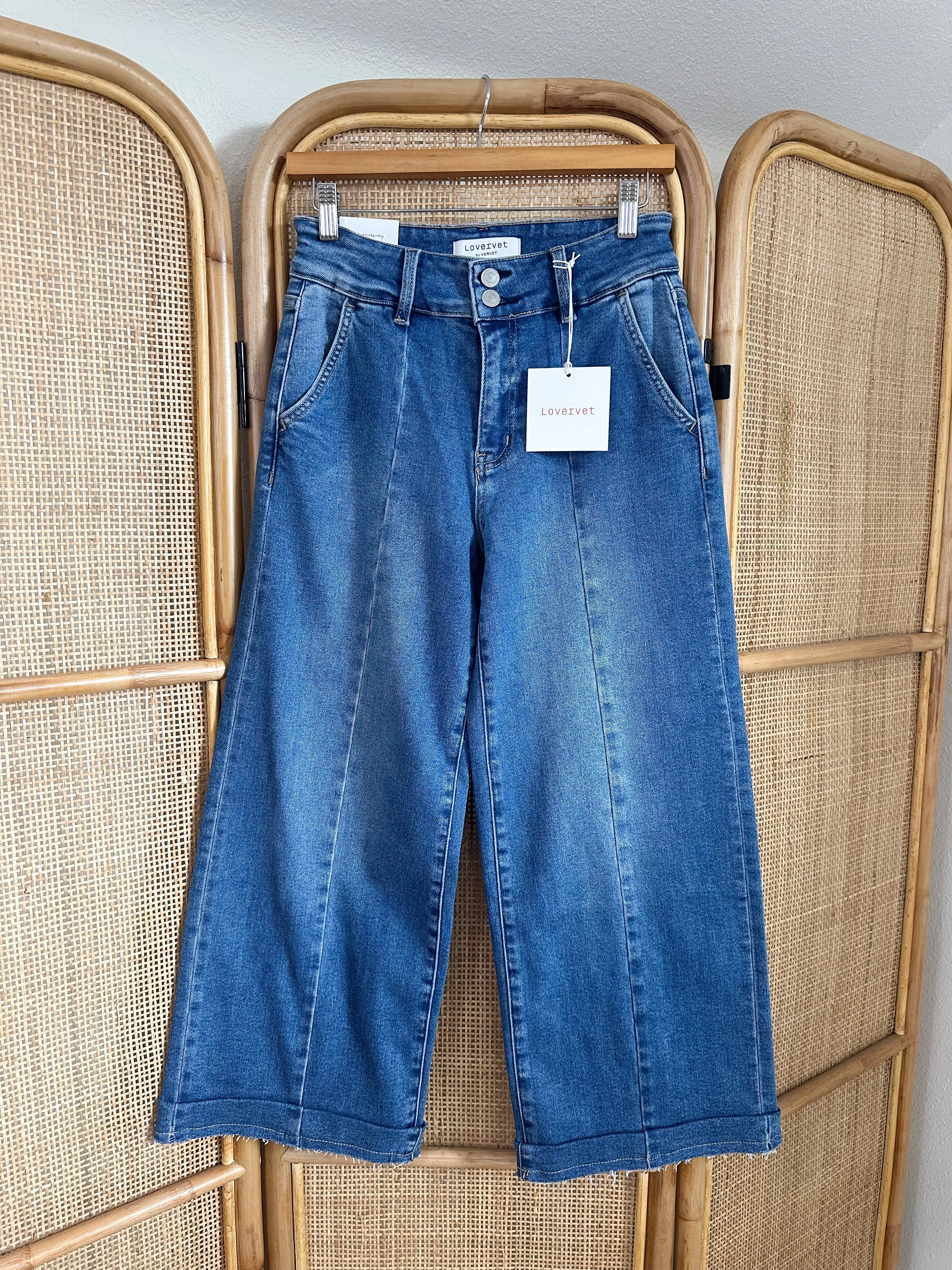 Lovervet High Rise 2 Button Wide Trouser Jeans