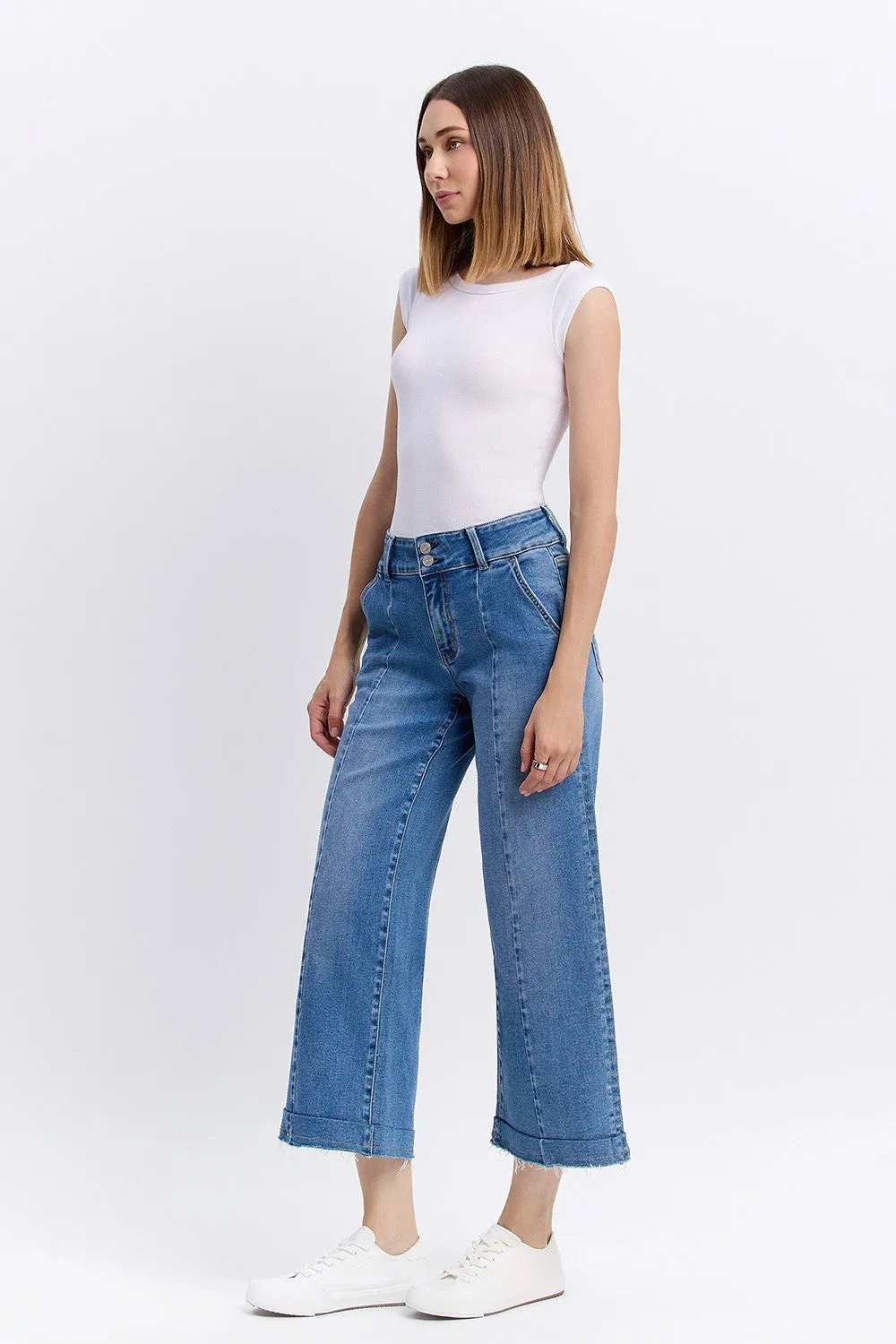 Lovervet High Rise 2 Button Wide Trouser Jeans