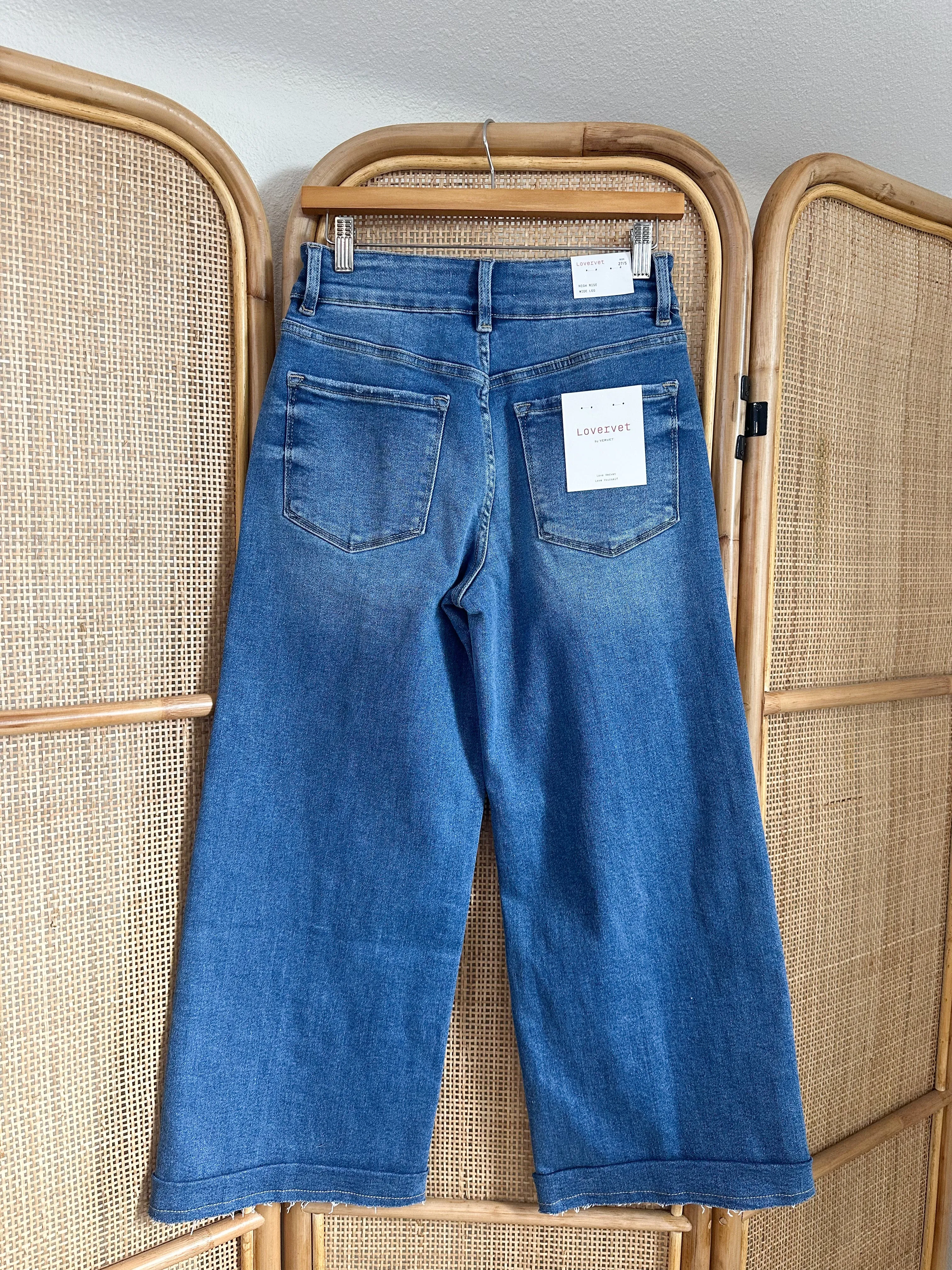 Lovervet High Rise 2 Button Wide Trouser Jeans