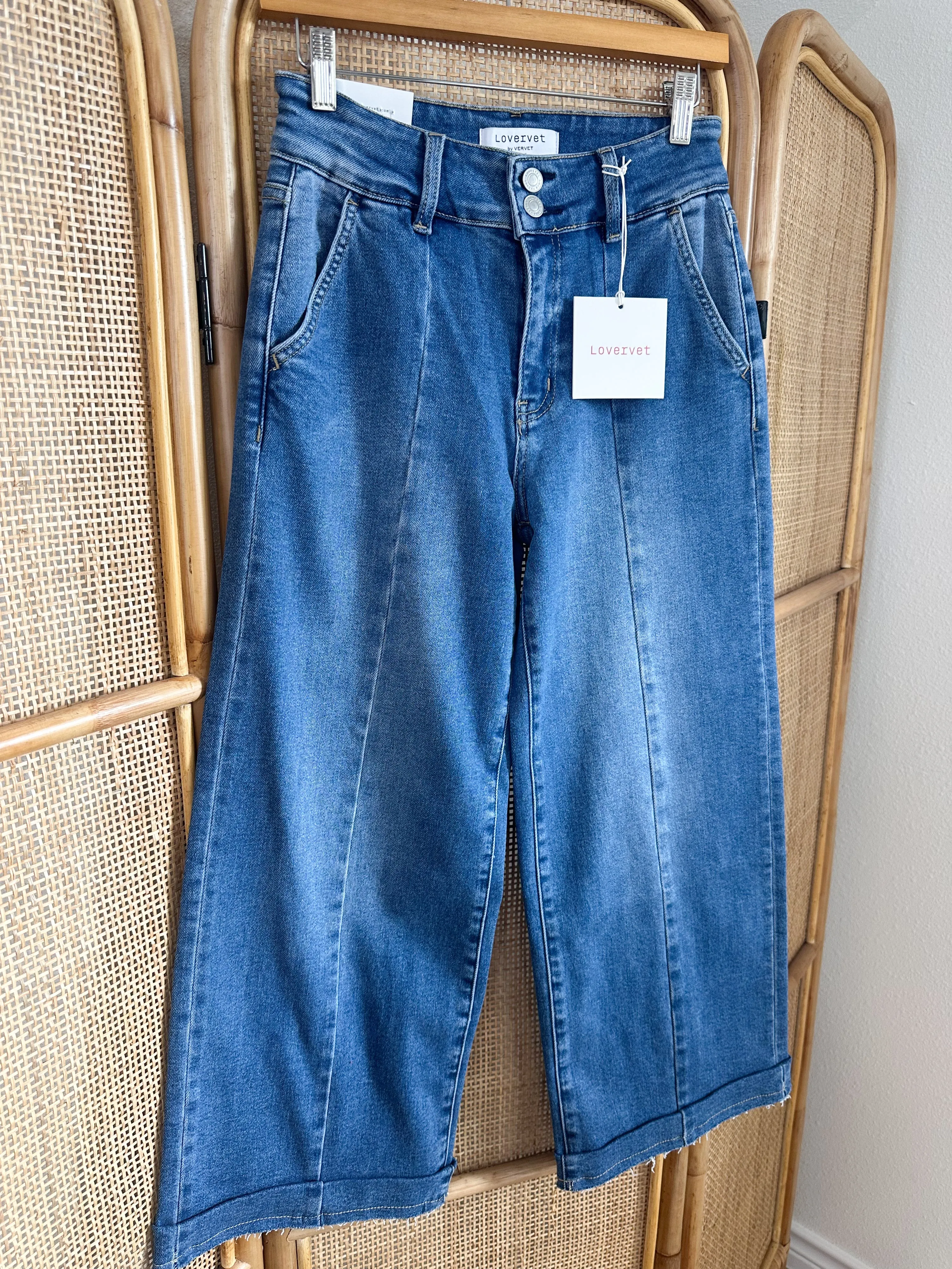 Lovervet High Rise 2 Button Wide Trouser Jeans