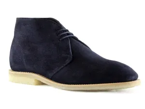 MARVIN Mens Navy Blue Suede Desert Boot Chukka with Crepe Sole