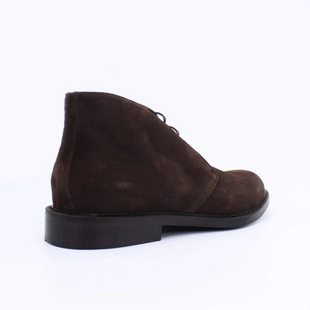 Men's Chukka Boot in Calf Leather Suede Testa di Moro Dark Brown (BE807)