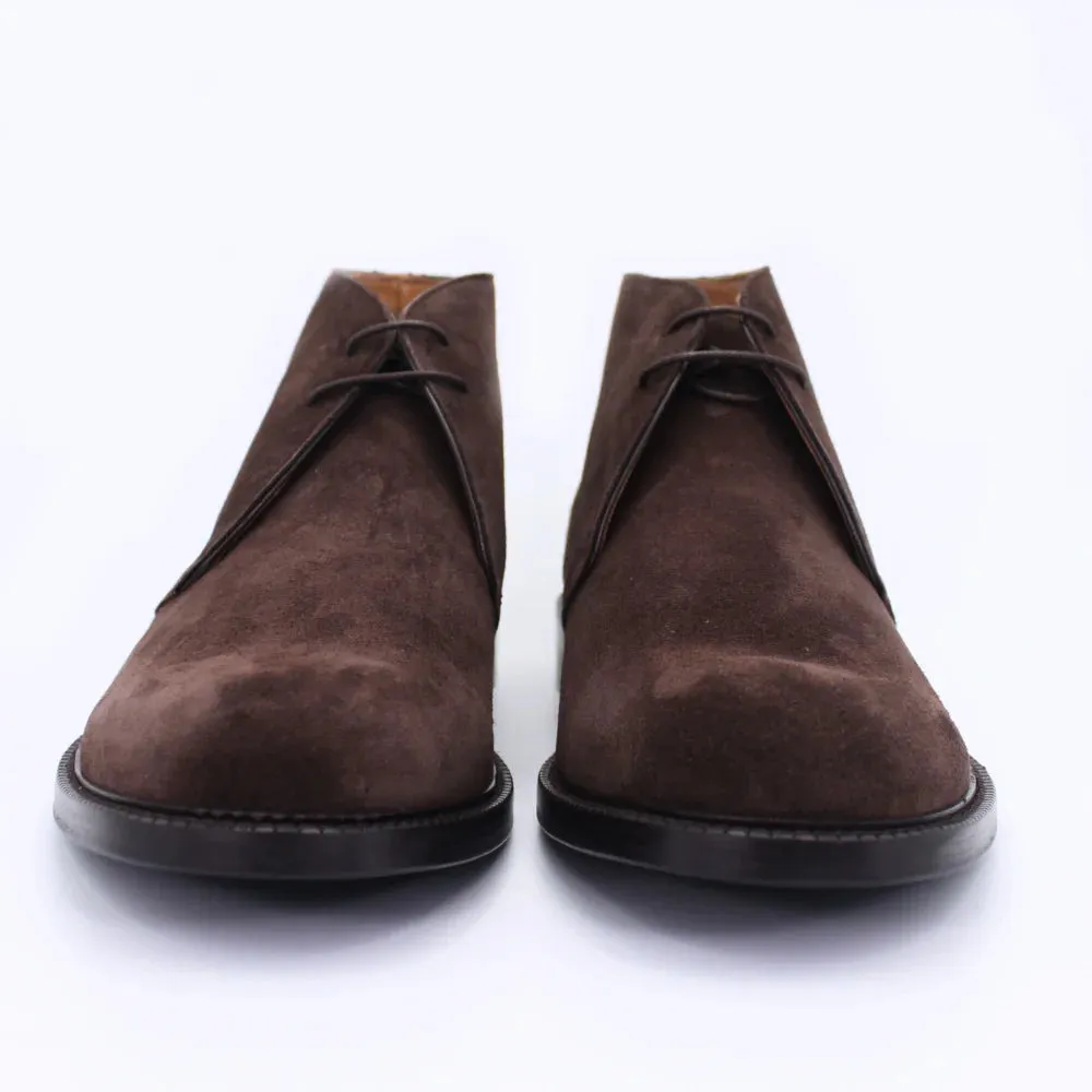 Men's Chukka Boot in Calf Leather Suede Testa di Moro Dark Brown (BE807)