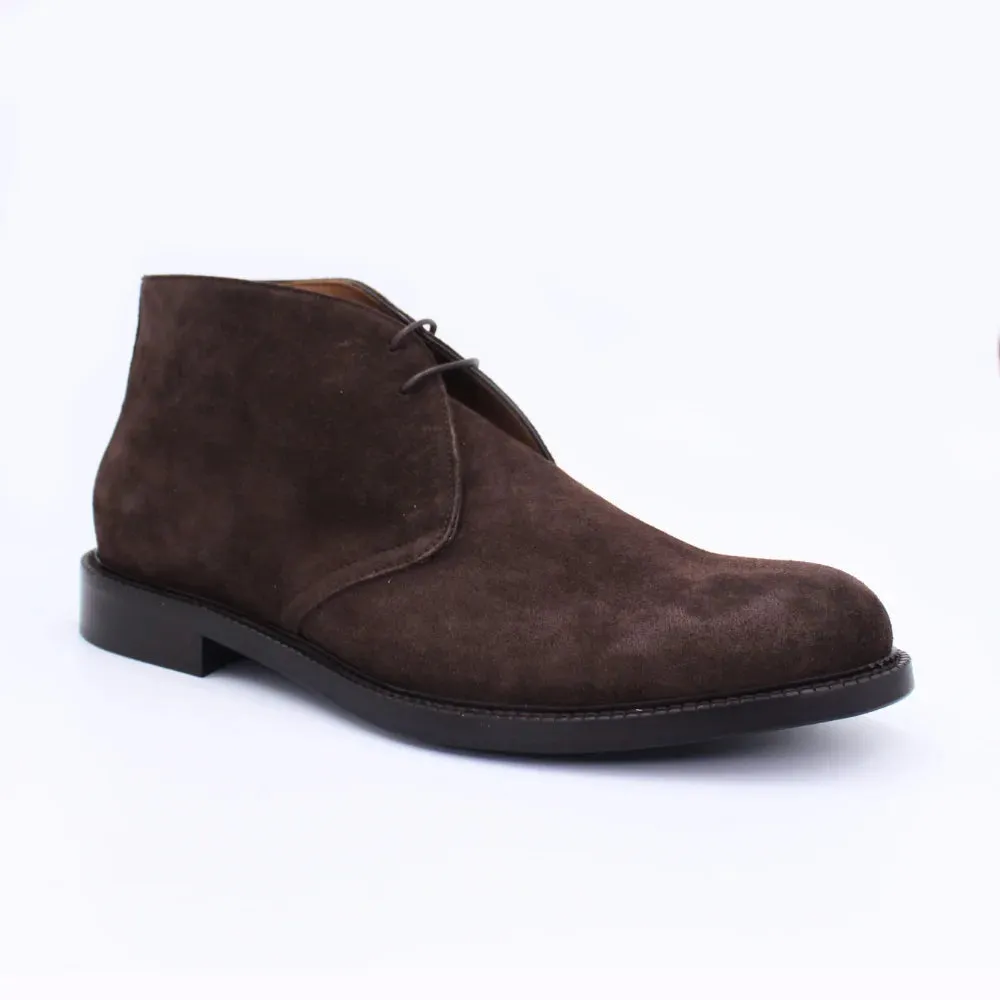 Men's Chukka Boot in Calf Leather Suede Testa di Moro Dark Brown (BE807)