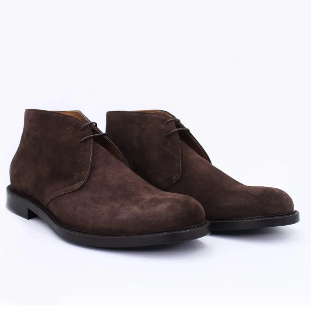Men's Chukka Boot in Calf Leather Suede Testa di Moro Dark Brown (BE807)