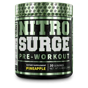 NITROSURGE Pre Workout Supplement - Endless Energy, Instant Strength Gains, Clear Focus, Intense Pumps - Nitric Oxide Booster & Powerful Preworkout Energy Powder - 30 Servings, Pineapple