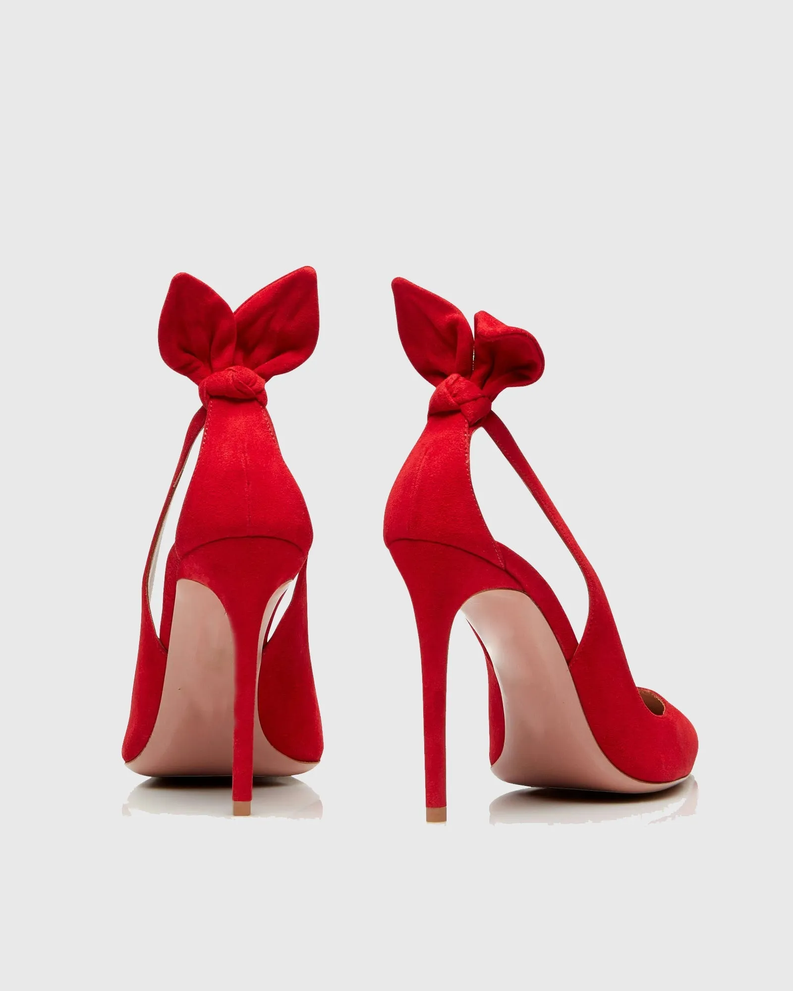 Orsa Bow Tie Velvet Pumps In Red